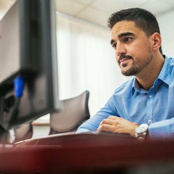 student on computer